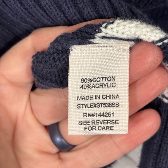 Jessica Simpson Cable Knit Sweater Vest Large Navy White Varsity Tennis Preppy - Picture 9 of 11